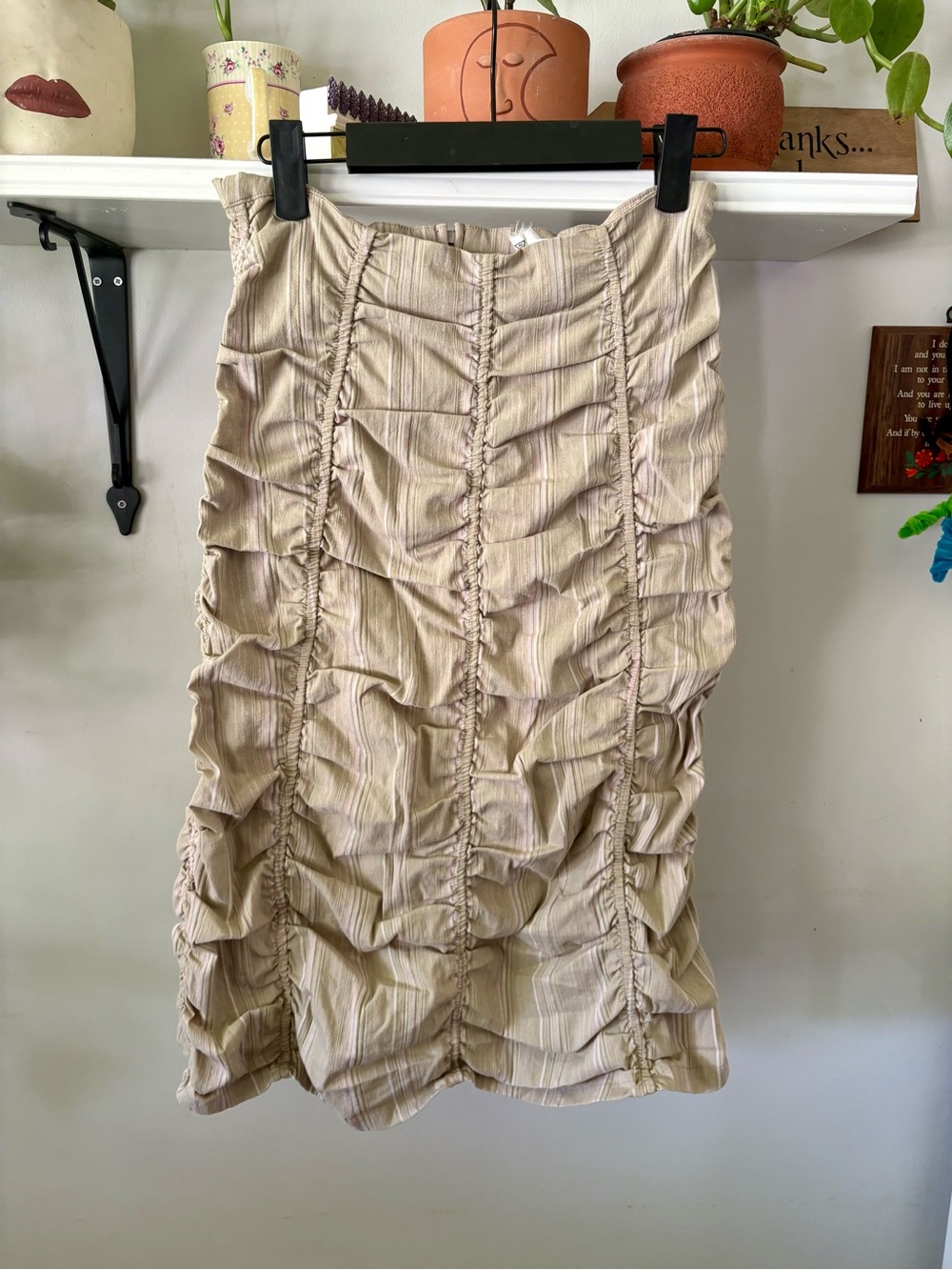 Ruched Beige Women's Skirt